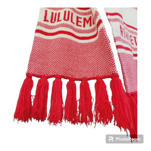🧣Lululemon Unisex Red White Olympic Cheer Gear Scarf Spell Out Knit🧣 - Picture 6 of 14